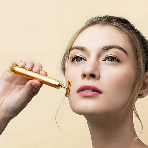 24K Gold Energy Beauty Bar Electric Facial Massage Roller Pro